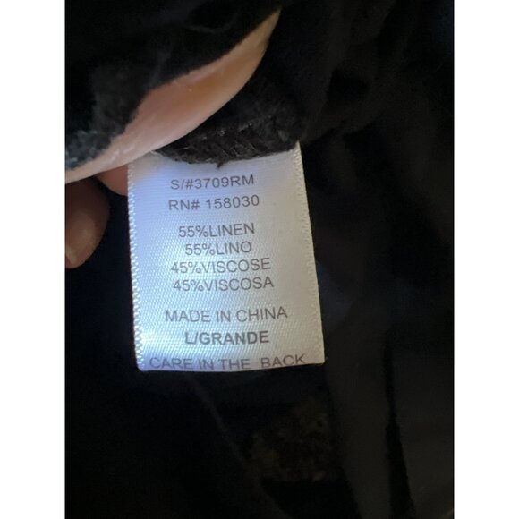 Black Linen Smocked Top Spaghetti Strap Jumpsuit Size L - Picture 5 of 7